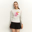 Half High Collar Floral Long Sleeved T-Shirt