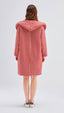 Red Houndstooth Hooded Wool Coat - Urlazh New York