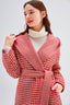 Red Houndstooth Hooded Wool Coat - Urlazh New York