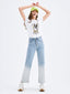 Two Tone High Waist Straight Jeans - Urlazh New York
