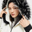 Fur collar white parka down