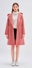 Red Houndstooth Hooded Wool Coat - Urlazh New York