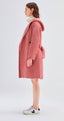 Red Houndstooth Hooded Wool Coat - Urlazh New York