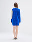 Blue & White Graphic Crewneck Wool Sweater Dress - Urlazh New York