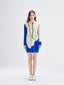 Blue & White Graphic Crewneck Wool Sweater Dress - Urlazh New York